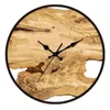 Relógios de parede Acrílico Grão de Madeira Relógio Casa Silencioso Pendurado Design Minimalista Sala de estar Arte Relógio Decoração Hororloge