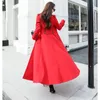 Kvinnor Slim Long Trench Coat Large Size Lapel Casual Outwear Female Windbreaker Button Stängning M-6XL Spring Autumn