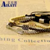 Armband Ailatu Mäns lyxiga smycken Micro Pave CZ Arrow Macrame Armband med 4 mm rostfritt stålpärlor