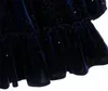 Girl Dresses 2024 Children's Girl's Winter Elegant Large Lace Skirt Warm Purplish Blue Velvet Dress RA3094