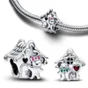 Sterling Sier Gingerbread House Charm Fit Original Armband Pendant Pärlor för kvinnor Fina smyckespresent