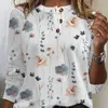 Свободная свободная толстовка с длинными рукавами и цифровым принтом с геометрическим цветочным принтом, повседневная вязаная толстовка на пуговицах для женщин, футболка люксового бренда