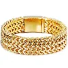 14K Gold Armband Män 18mm dubbel rad Franco Curb Chain Mens Armband Bangles Mannen Armband Wristband