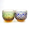 2024 Edo Kiriko Amber Crystal Shot Glasögon Drinkware Glass för skull Baijiu Tequila Bar Cocktail Bullet Cup hand graverad 2oz