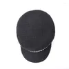 Berets mulheres chapéus menina militar boné exército marinheiro ouro colar decoração sboy cor sólida preto primavera outono moda ao ar livre