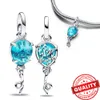 2024 Nowy niebieski szklany murano szklany balon urok Fit Oryginalna bransoletka Sterling Sier Magic Christmas Jewelry Gift