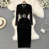 Casual Dresses Wholesale Fashion Long Bodycon Party Elegant Design Velvet Vestidos Evening Dress For Lady