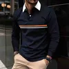 Polo estiva business casual con cerniera Polo a righe stampate da uomo abbigliamento ampio casual street top T-shirt da uomo Camicia da golf S-3XL