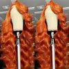 Body Wave Ginger Orange 13x6 HD koronkowe peruki przednie ludzkie włosy Brazylijskie Remy Kolorowy wstępnie wyrzucany 13x4 Human Hair Lace Frontal Perging