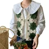 Women's Vests College Style Sleeveless Cardigans Lace Up Crocheted Hollow Vest Tops For Women