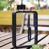 Water Bottles Bottle Size Fitness Portable Sports Cup Square Outdoor Kettle Travel Transparent Flat For Drop Delivery Home Garden Kitc Dh5K8