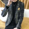 Ternos masculinos moda boutique houndstooth vestido de casamento blazers/mens cor pura casual negócios xadrez terno jaqueta casaco