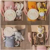 Подарочные наборы Детское полотенце Born Bath Set Подарочная коробка Двухстороннее хлопковое одеяло Деревянные погремушки Браслет Cloghet Продукты Прямая доставка Dhlbo