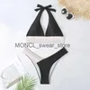 Kvinnors badkläder solid svart twist hög midja bikini set baddräkt för kvinnor sexig v-ringning tank två stycken strand bad suith24122