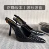 Sexy Lourent Schoen Saiint Designer Hoge Hak Dame Pomp 2024 Nieuwe Zwarte Enkelpuntige Dames Elegante Zusterstijl Lakleren Schoenen Franse Sandalen N7NN