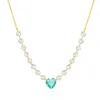 Ciondoli ROXI 925 Argento Sterile Blu Oceano Cuore Collana con ciondolo in cristallo per le donne Catena clavicola Gioielli Compleanno Regalo di San Valentino