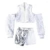 Stage Wear Sequins White Girls Carnaval Costumes For Kids Street Dance Walk Show Outfit Children Hip Hop Jazz Performance Clothing