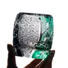 Verres Kiriko gravés japonais, Double couleur, coupés à la main pour effacer la verrerie avec emballage cadeau, verre en cristal pour whisky et Vodka 10oz