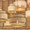 Подвесные светильники ручной работы в Азии, простой скандинавский китайский стиль, бамбуковая деревянная ткань, лампа для кухни El Coffee Shop, люстра