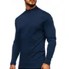 Polos pour hommes 2024 Automne Européen Américain Chaud T-shirt À Manches Longues Commerce Extérieur Col Haut Couleur Solide Pull Chemise Hommes