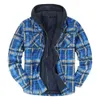 Herbst- und Winter-Herren-Baumwolljacke Langarmed Plaid mit Kapuze mit locker sitzender Baumwolle verdickte zweiteilige zweiteilige Jacke