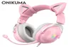 ONIKUMA PS4 Cat Ear Headset casque Wired Stereo PC Gaming Headphones with Mic LED Light for PS4Xbox One ControllerLaptop3011651