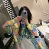 Blusas femininas camisas designer marca 2023 primavera e outono novos produtos europeus na moda high end explosivo rua graffiti impressão denim camisa casaco z2r2 p8un uoba