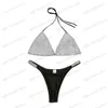 Damen-Bademode, Bikini-Set, Damen-Luxus, glitzernde Strasssteine, silberne Kristalle, sexy Bademode, rückenfrei, Push-up-Verband, Bademode, Bikini-Set T240122