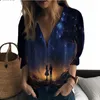 Women's Blouses Summer Lady Shirt Forest Fireflies 3D Printed Beautiful Style Ladies Trend Fashion Loose