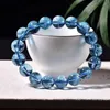 Bangles Natural Sea Blue Popcorn Crystal Bracelet For Women Men Quartz Round Beads Gemstone Stretch Crackle Design Bracelet SZ 8mm12mm