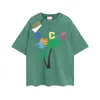 Erkek Tasarımcı Gu T-Shirt Vintage Retro Yıkalı Gömlek Lüks Marka Tişörtleri Kadınlar Kısa Kol Tişört Yaz Nedensel Tees Hip Hop Üstleri Şortlar Çeşitli Renkler G-32