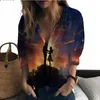 Blusas femininas verão senhora camisa floresta vaga-lumes 3d impresso estilo bonito senhoras tendência moda solta