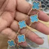 Designer Van Clover Jewelrys Four Leaf Clover Pulseira Clef Cleef Pulseiras Marca de Luxo 18K Ouro Azul Turquesa Pedra Borboleta Amor 5 Flores Diamante Limited Ed