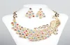 2020 Luxe Phoenix Bruiloft Accessoires Strass Ketting Oorbellen Bruid Sieradensets Kleurrijke Goedkope Bruidskettingen 150926214001