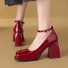 ドレスシューズスプリングハイヒール女性マリージェーンズ2024ロリータファッションスクエアトーパーティーエレガントなポンプfemme zapatos