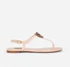 صيف فاخر Nappa Leather Enterction Thong Sandals Flats Flats Women Flip Flops Lace Ups Jewel على شكل قلب أنيقة العلامة التجارية Lady Comfort Walking