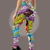 Capris Women Fiess 3D 프린트 레깅스 푸시 업 레깅스 스포츠 달리기 바지 만화 코믹 게임 스타일 걸 leggins