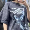 メンズTシャツセントマイケルロボットジョイントヘビーウォッシュ古い特大のTシャツヒップホップレトロルース100％コットンVTGショートスリーブの男性と女性T240122