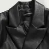 Men's Suits Casual Suit Spring And Autumn Niche Dark Double Breasted PU Leather Black Small Jacket