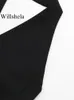 WillShela Women Fashion Black Backless Lace Up Kamitlaty vintage kantarki kurtki bez rękawów żeńskie eleganckie topy zbiornikowe 240117