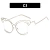 Zonnebrilmonturen Stijlvolle optische brillen Dames Anti-blauw licht blokkerende bril Holle bril van gewoon glas Cat Eye-bril Metaal