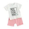 Kleidungssets Kleinkind Baby Girl Boy Kleidung Ostern Kurzarm T -Shirt Top Shorts mit Tasche süßes Sommer -Outfit 2pcs Set
