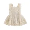 Robes de fille 0-24 mois enfant en bas âge bébé enfant filles couleur Beige dentelle robe en Tulle doux sans manches dos nu broderie florale princesse