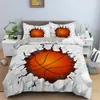 Bedding Sets Sports Balls Duvet Cover 3D Basketball In A Hole Set Twin For Boys Teens Room Microfiber Cool Comforter