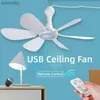 Electric Fans Silent 6 Leaves USB Powered Ceiling Canopy Fan with Remote Control Timing 4 Speed Hanging Fan for Camping Bed Dormitory Tent NewL240122