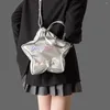 Torby szkolne Y2K PU skórzane gwiazdy plecak dla kobiet Sliver Butterfly Ins Girl Fashion Nisza Podróż w stylu