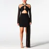 Casual Dresses Sexy Women Elegant Party Dress Mini Hollow Out Full Mesh Sleeve Bodycon Celebirty Evening Club Wedding Birthday Vestidoes