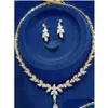 Ensembles de bijoux Emmaya exquis pour les femmes accessoires de fête cubique Zircon boucles d'oreilles collier cadeau Y200602 livraison directe Dh0F9