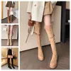 Fashion boots womens Knee boots Boots Black khaki Leather Over-knee Boot Party Flat Boots Snow booties Dark browne wint