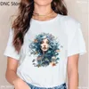 T-shirt da donna Magic Castle Cane Strega Cristallo Stampa grafica Tshirt Moda Harajuku anni '90 Bianco O-Collo Basic Femme Top